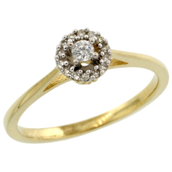 14k Gold Round Diamond Engagement Ring 0.112 Carat Brilliant Cut Diamonds Ring